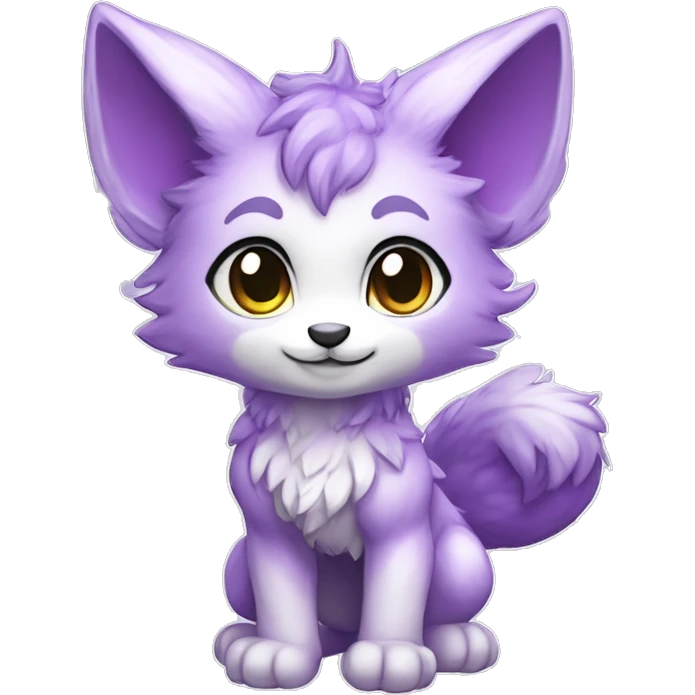 shiny, colorful, lilac-violet, gradient, Kemono-style, Chibi, Anthro-Fur-Sona-Fakémon, Full Body emoji
