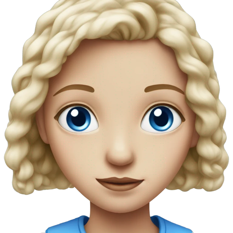 realistic portrait of girl with blue eyes emoji