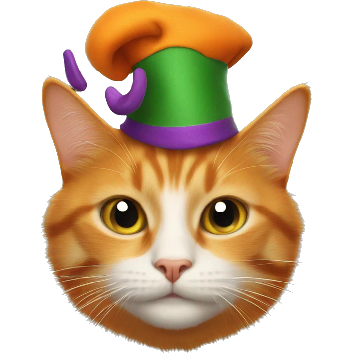 Orange cat with jester hat emoji