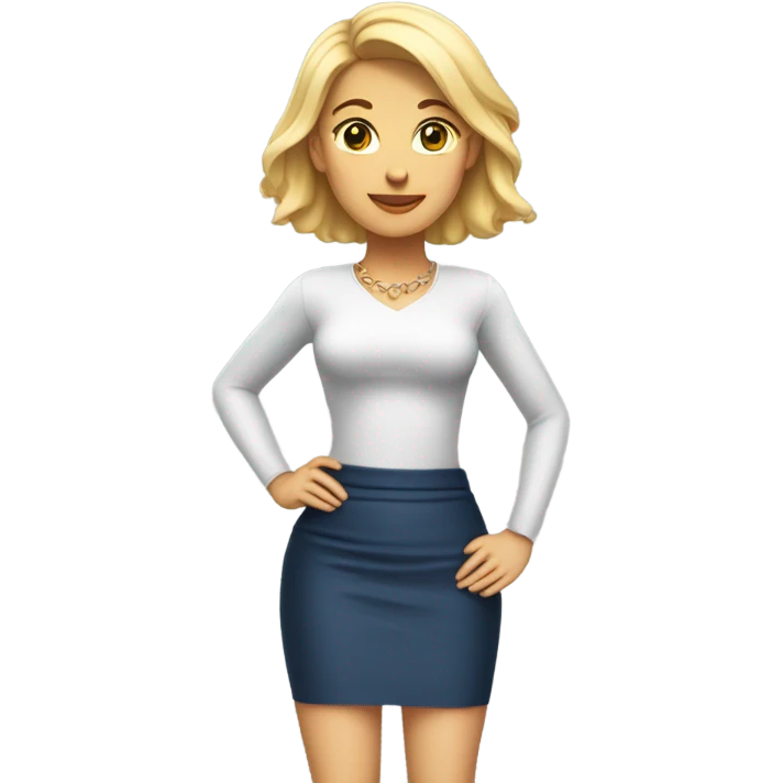 Full body attractive woman blonde hair small waist and wide hips in tight skirt emoji
