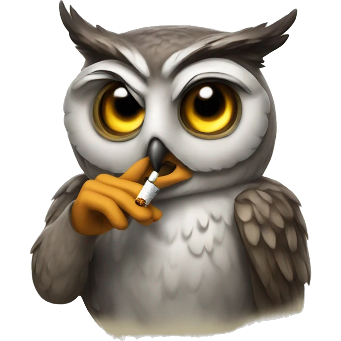 an owl smoking a cigarette  emoji