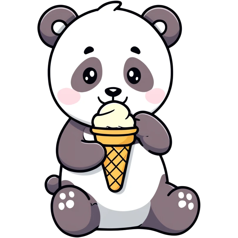 Panda eating ice cream emoji
