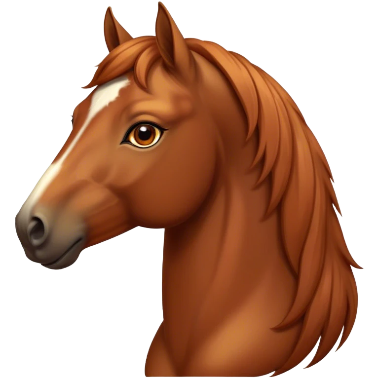Cinematic Noble Chestnut Horse Portrait Emoji, Poised and regal, with a strong, athletic build and a lustrous, well-groomed chestnut fur, deep-set soulful amber eyes, Simplified yet sharp and sophisticated features, highly detailed, glowing with a warm, dignified glow, high shine, intelligent and majestic, stylized with an air of equine elegance, focused and attentive, soft glowing outline, capturing the essence of a watchful and confident steed, so majestic it feels as though it could gallop out of the screen with effortless authority! emoji