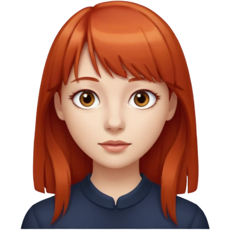 zumbi mulher com cabelo vermelho liso e franja olhos castanhos claros e branca  emoji