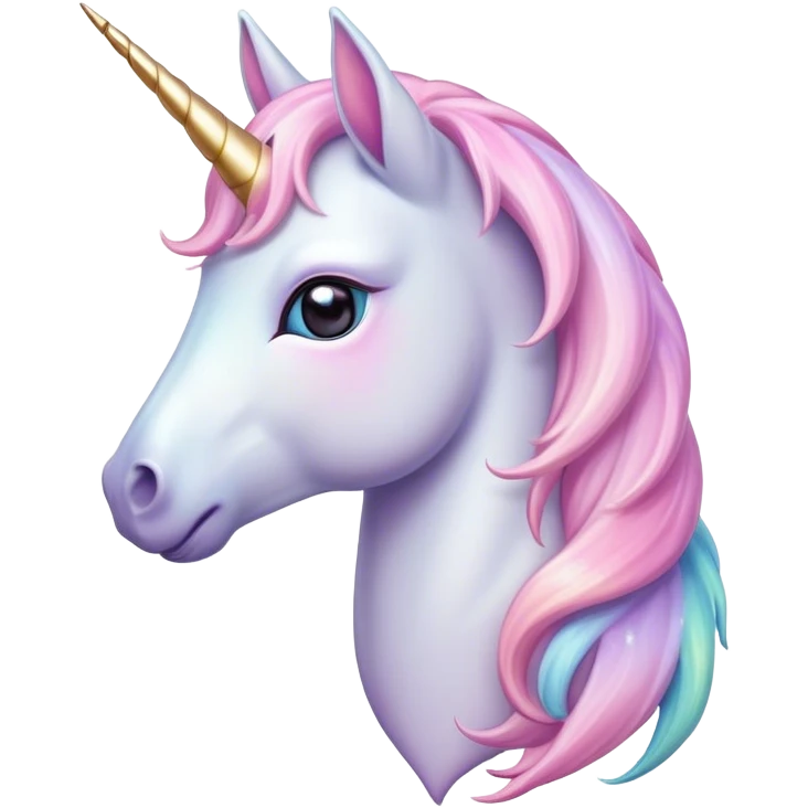 Cinematic Noble Unicorn Pony Portrait Emoji, Poised and graceful, with a delicate, miniature equine build adorned with a soft, pastel color, a tiny, shimmering horn and a silky mane that hints at magical charm, Simplified yet sharp and sophisticated features, highly detailed, glowing with a soft, enchanted glow, high shine, intelligent and spirited, stylized with an air of fairy-tale elegance, focused and poised, soft glowing outline, capturing the essence of a watchful and confident unicorn pony that appears ready to trot out of the screen with graceful magic! emoji