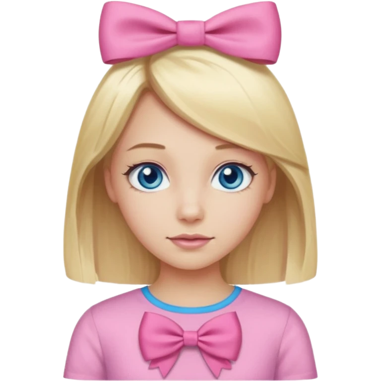 blonde girl straight hair pink top pink bow blue eyes  emoji