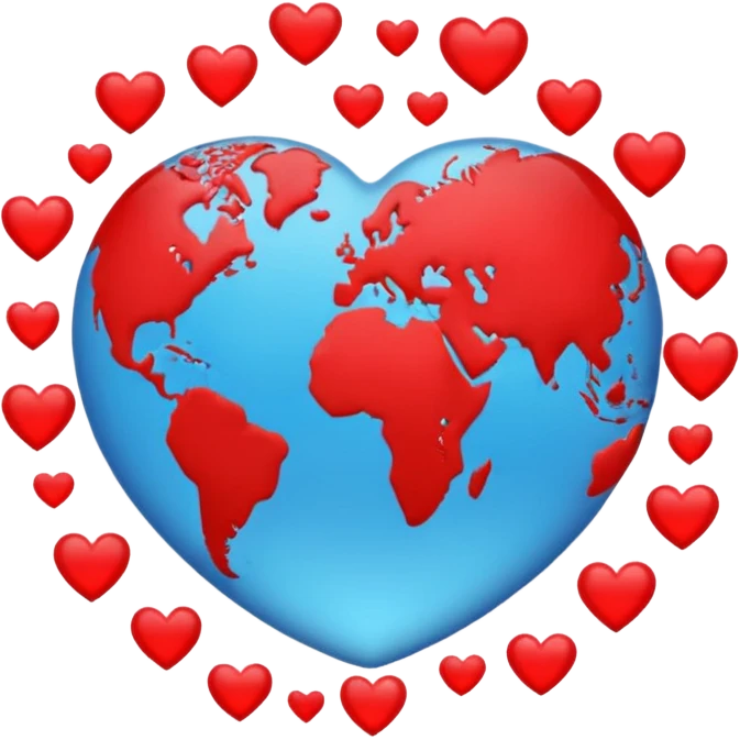 a world with hearts around if emoji