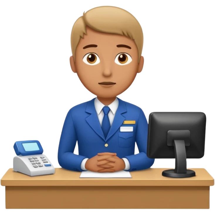 man in receptionist uniform thinking  emoji