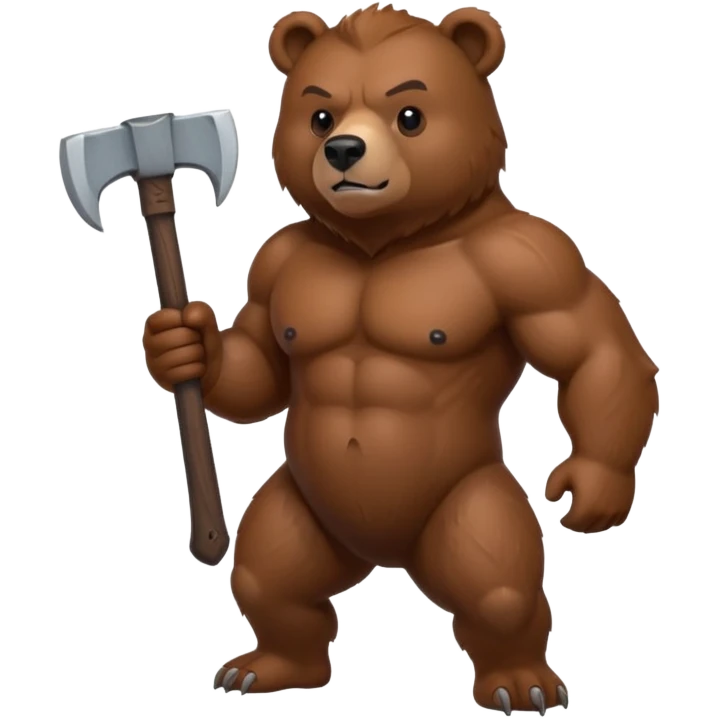 a muscled bear with an axe  emoji
