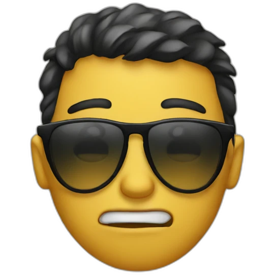 Crying while wearing sunglasses and trying to smile emoji