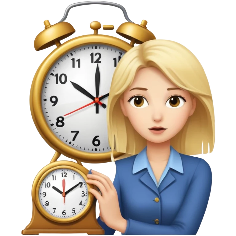 Blonde woman watching clock emoji
