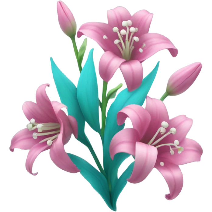 Lilly of the valley pink and cyan flowers emoji