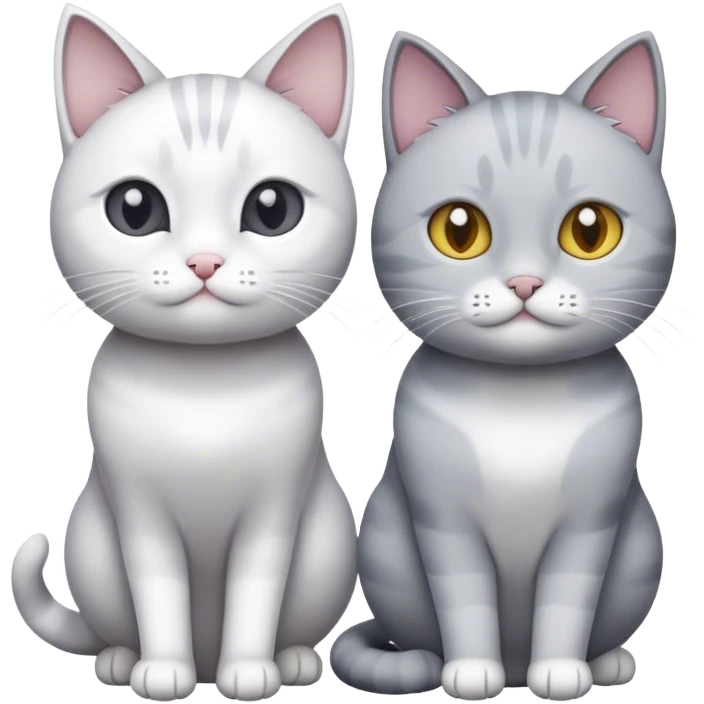 A grey and a white cat emoji