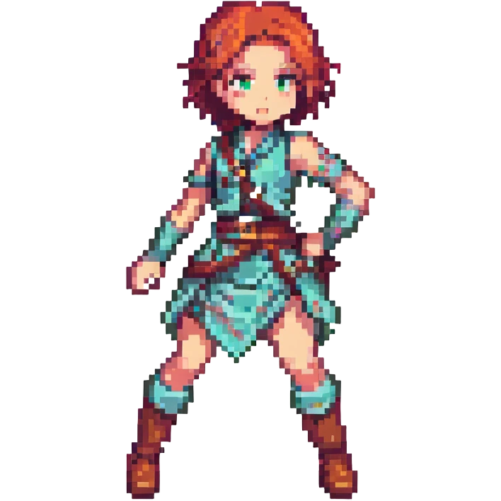 Hange Zoe from Attack on Titan, pixel art, action pose emoji