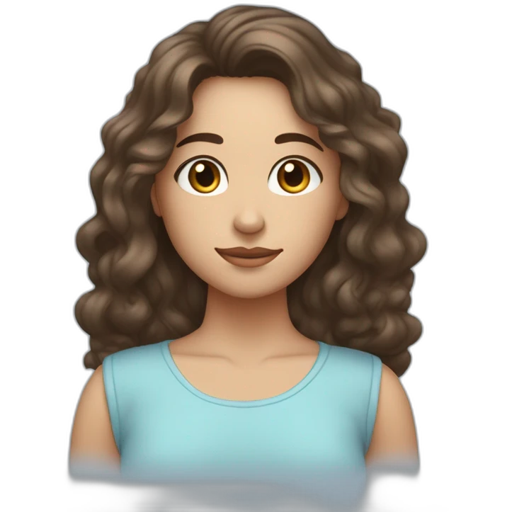 Brunette with wavy hair, brown eyes, 1,58 meterers tall, with her head pressed against a light blue very soft pillow because she’s embarrassed  emoji