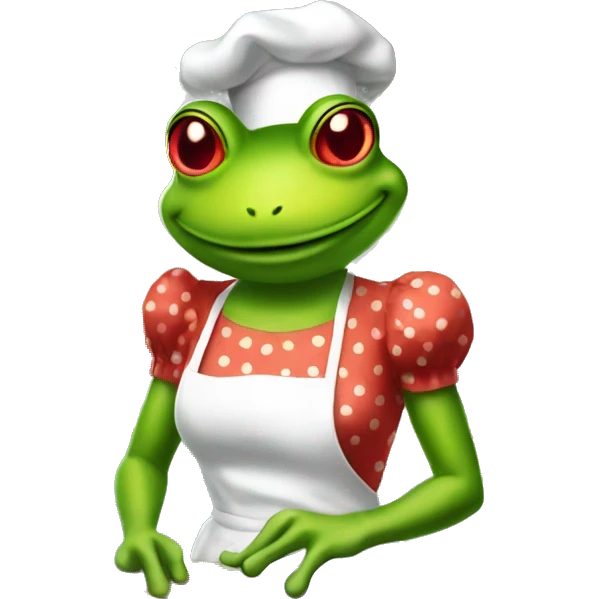 Pin up style frog baking cookies emoji