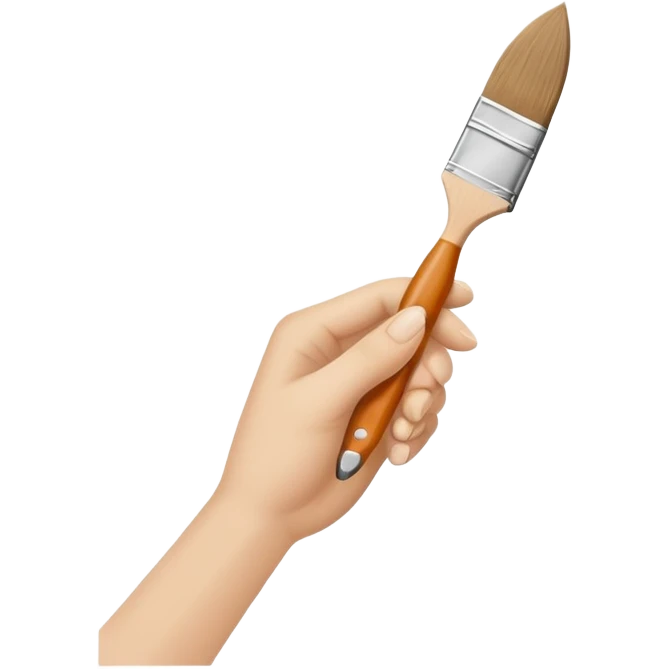 hands holding a paintbrush painting on a canvas, simple and friendly emoji