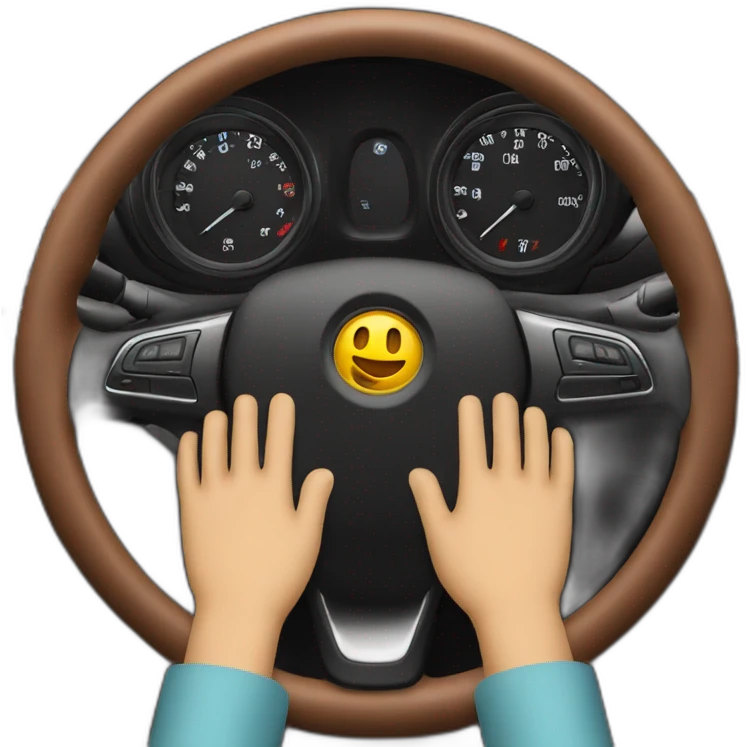 hands on the steering wheel of a car emoji