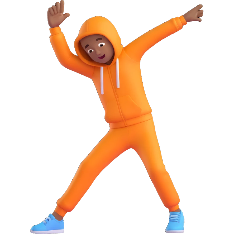 cartoon person dabbing, energetic emoji