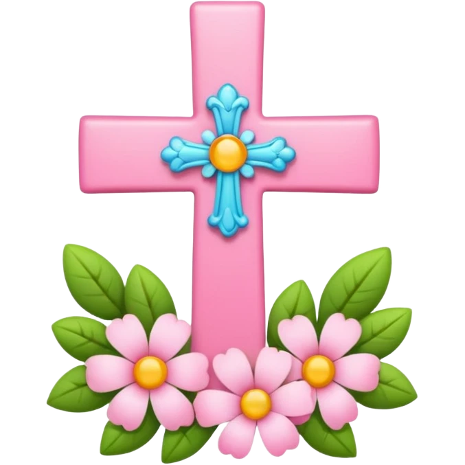 Small pink cross with flowers in it emoji