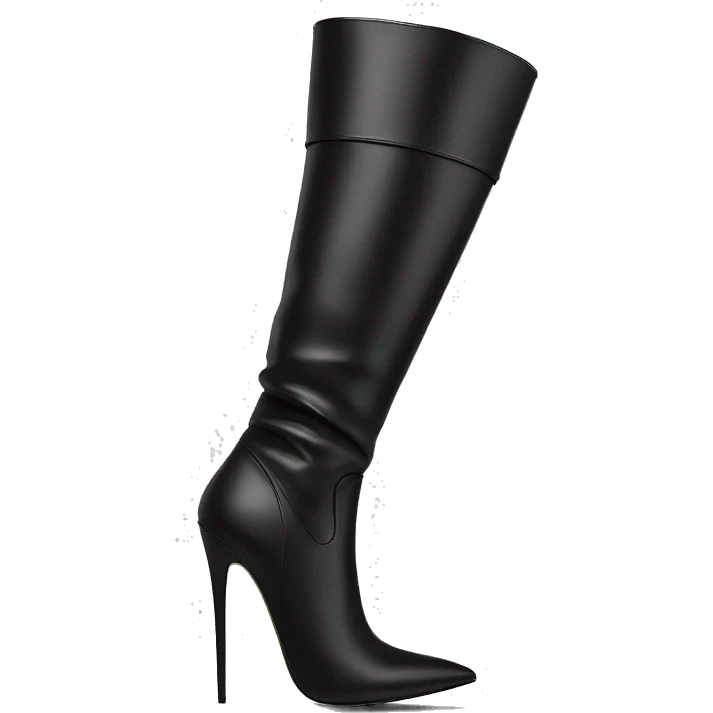 Overknee high black leather stiletto boot emoji