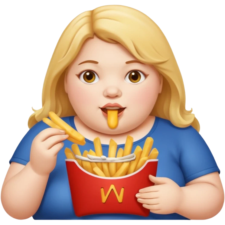 Fat Girl munching fries emoji