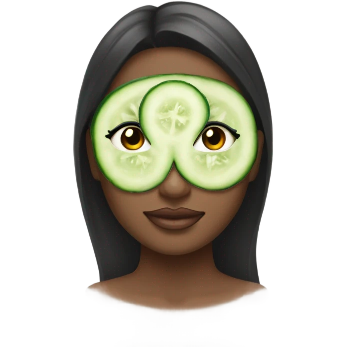 beautiful girl with a cucumber mask on her face emoji
