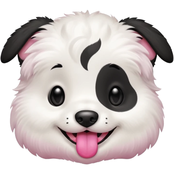 Black and white puppy, smiling, smooth coat emoji