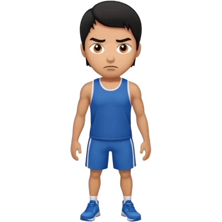 mach mir einen fitness typen der männlichist  mit schwarzen haaren der unglücklich ist emoji