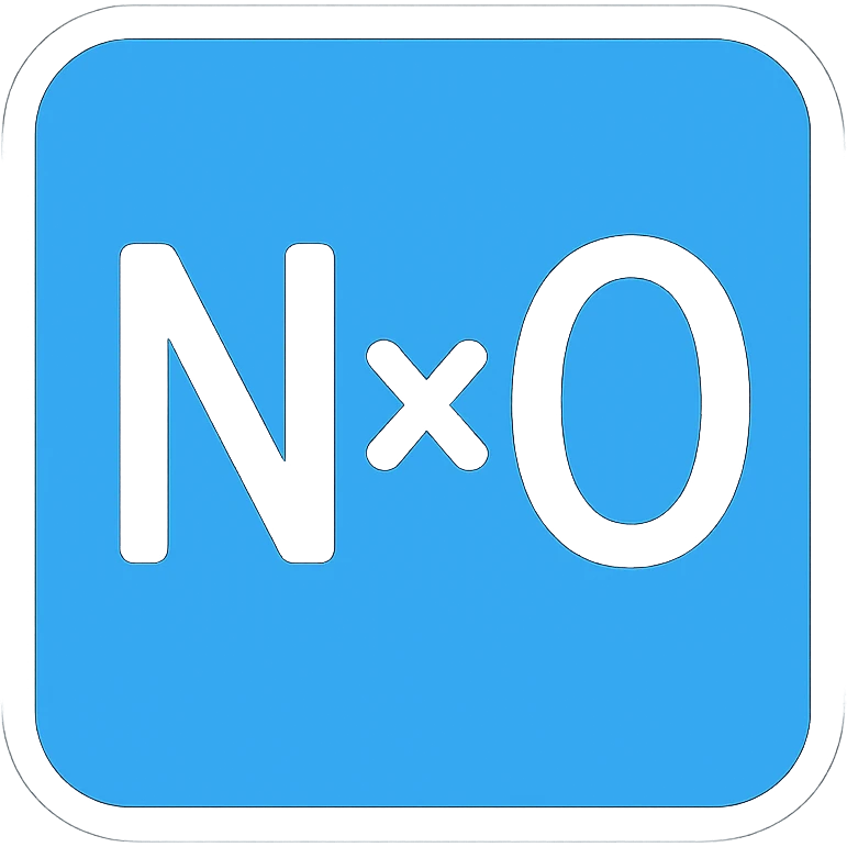 NxO in the middle, blue background, clean and clear icon emoji
