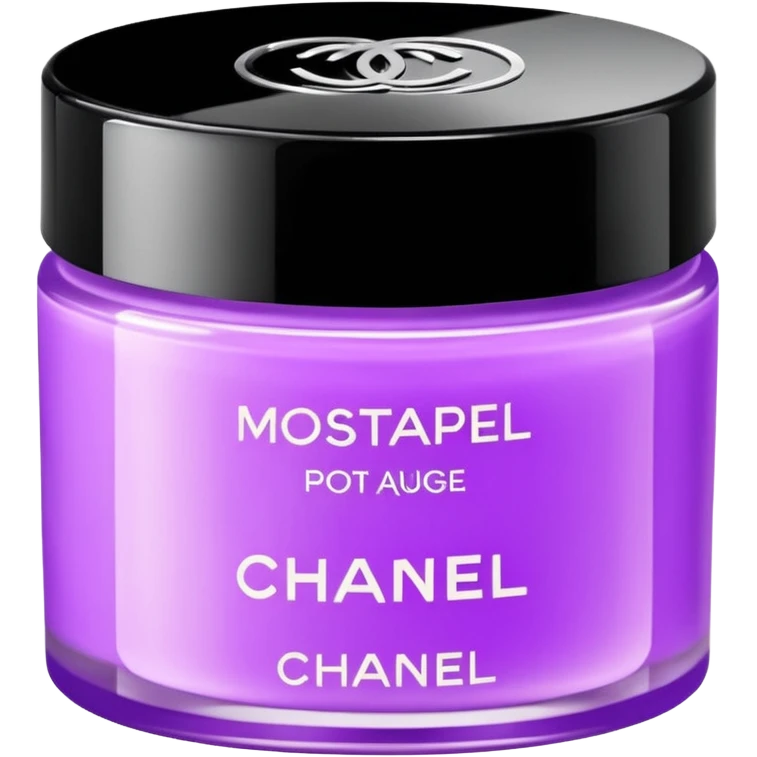 Pale purple body moisturizer cream pot with Chanel  emoji