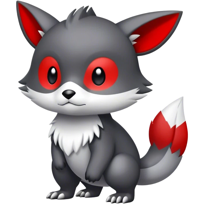 Cute cool black red white grey animal hybrid Fakemon full body emoji
