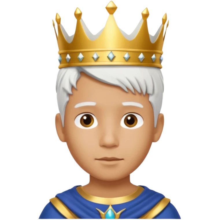 Royal latin Kid boy with crown head 3d style only face half rotate head white hair 3d face in rotate emoji