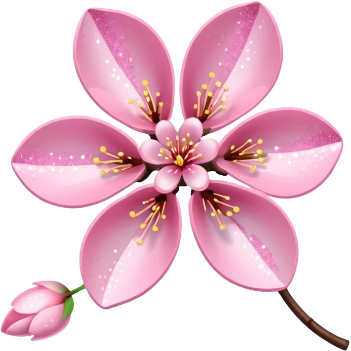 Stylized pink glitter cherry blossom flower (sakura) emoji