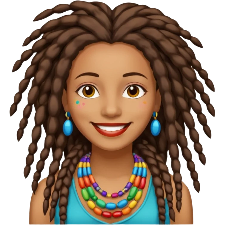 Woman with colorful beads in dreadlocks emoji