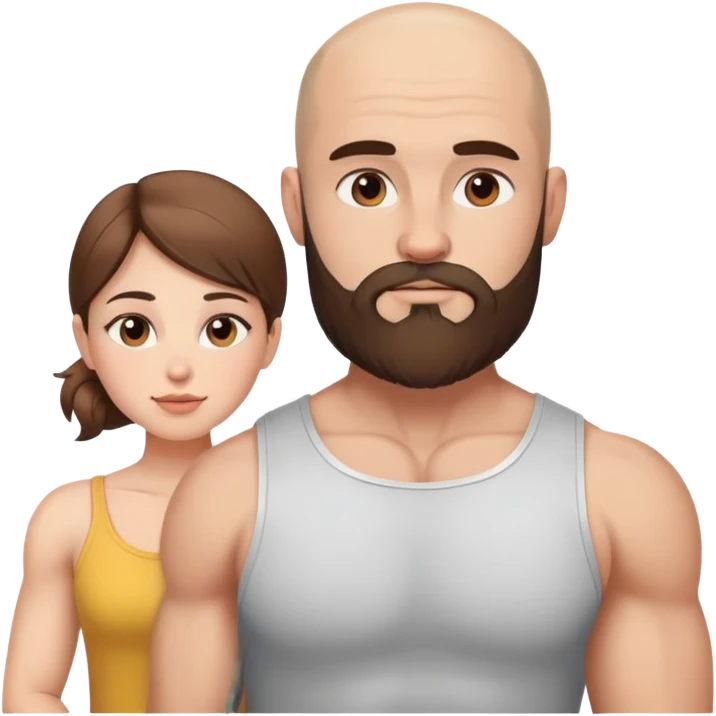 Beautiful light brunette dreaming of her muscular bald beard husband emoji