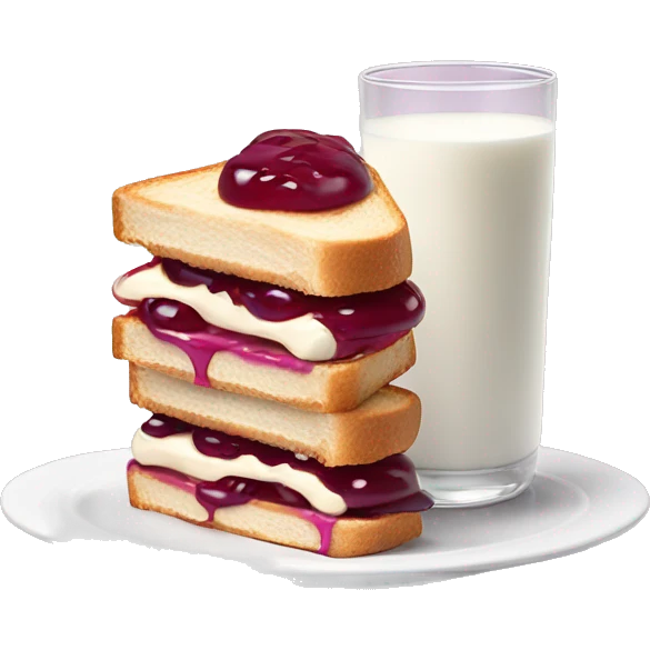 PB&J sandwich with a glass of milk ￼ emoji