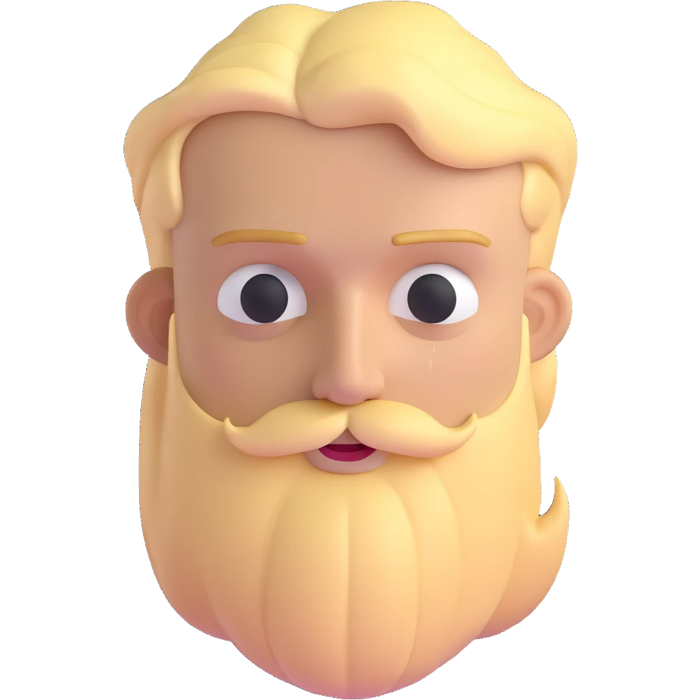 blond man with beard and eyes squinting emoji