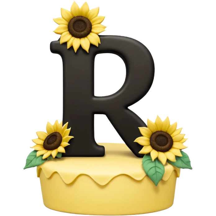 Black capital letter "Y" with sunflowers cake topper emoji