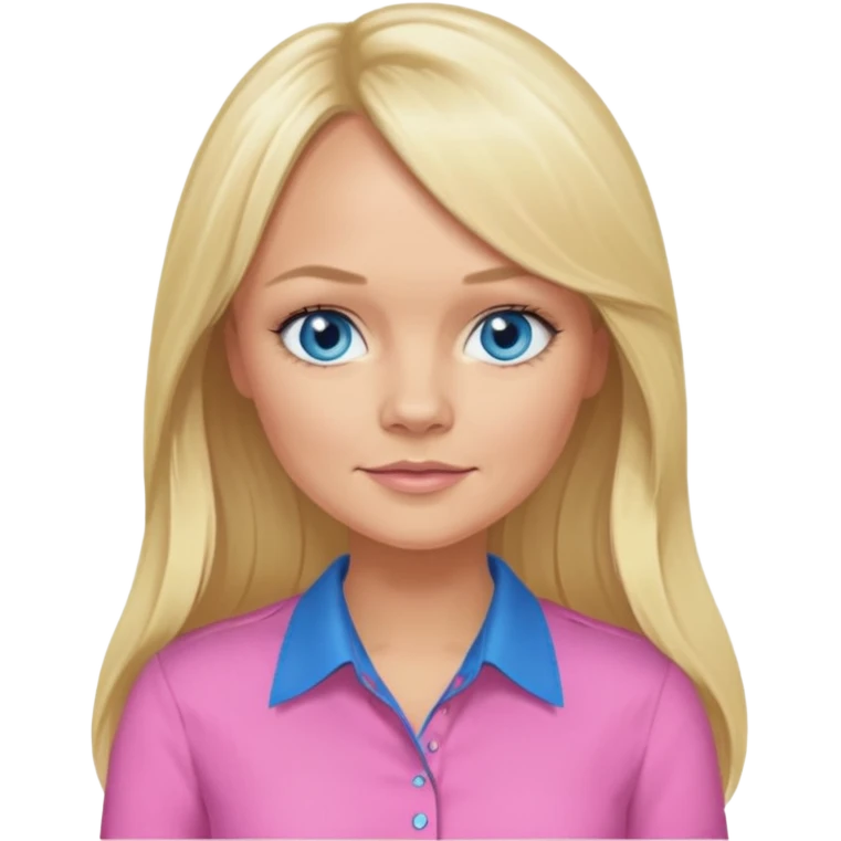 Emma Bunton with long blonde hair, blue eyes, pink shirt emoji