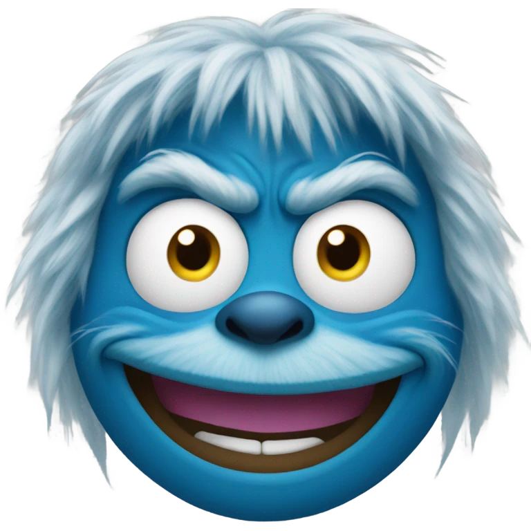 Blue grinch smiling emoji