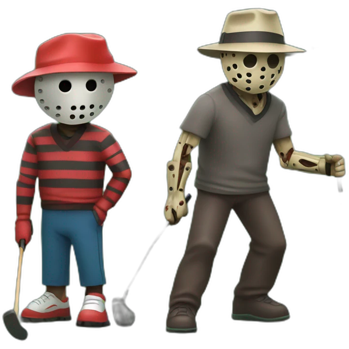 Freddy Kruger and Jason Voorhees playing golf emoji