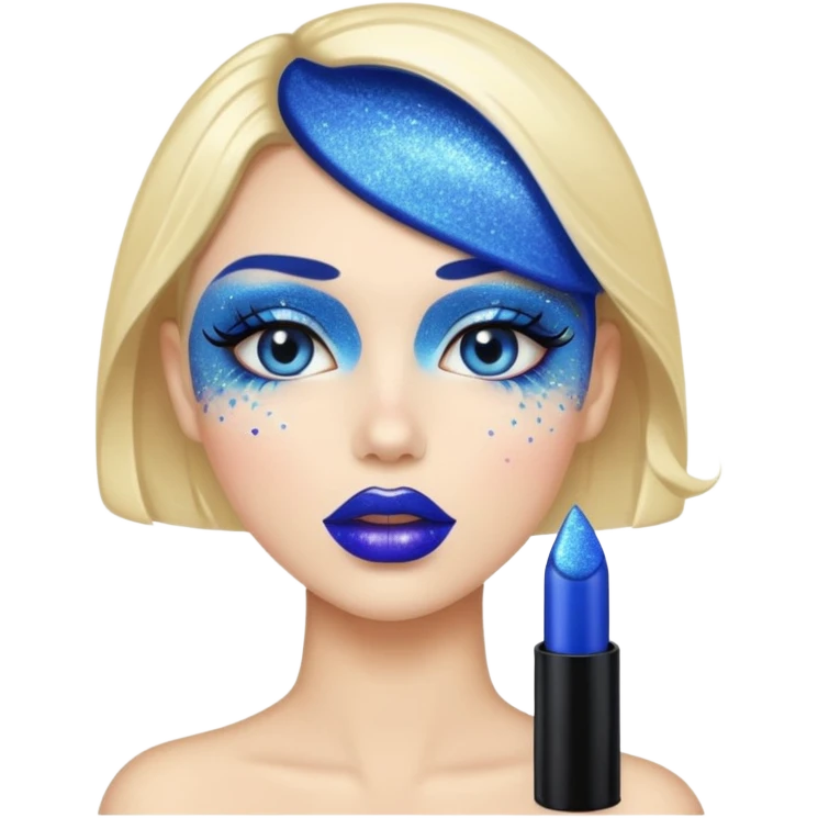 blue lipstick with glitter emoji