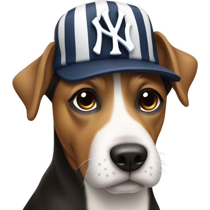 Dog with a Yankee hat emoji