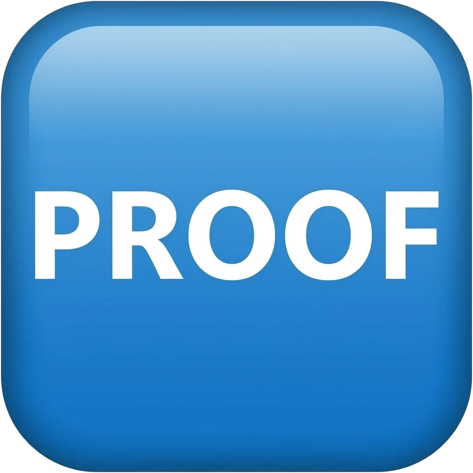 blue square that says PROOF in white text windows style emoji