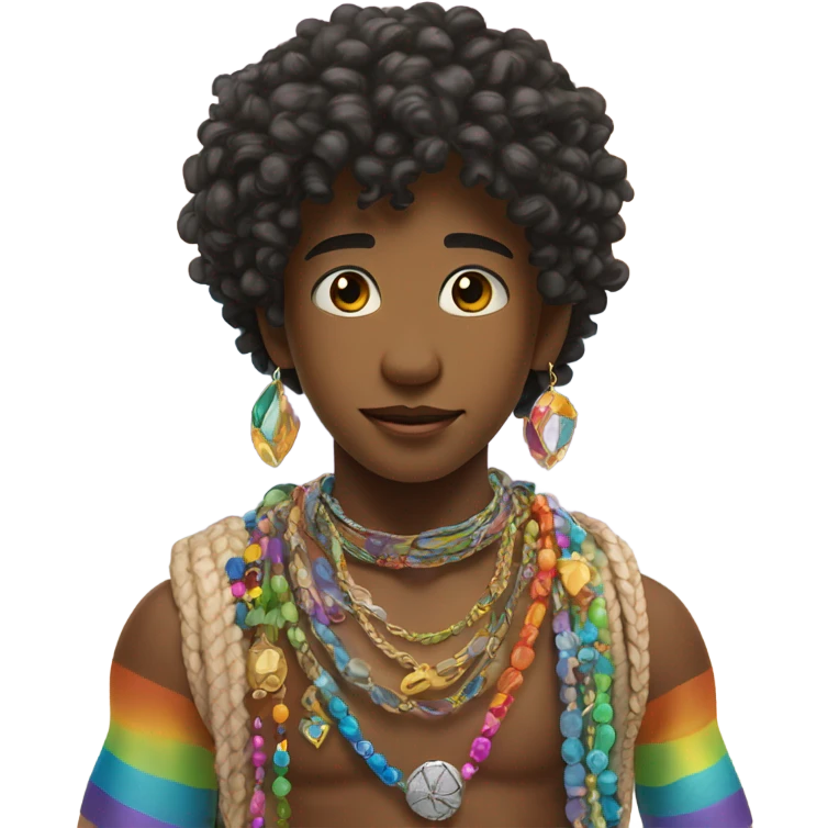 boy with jewelry at beach emoji