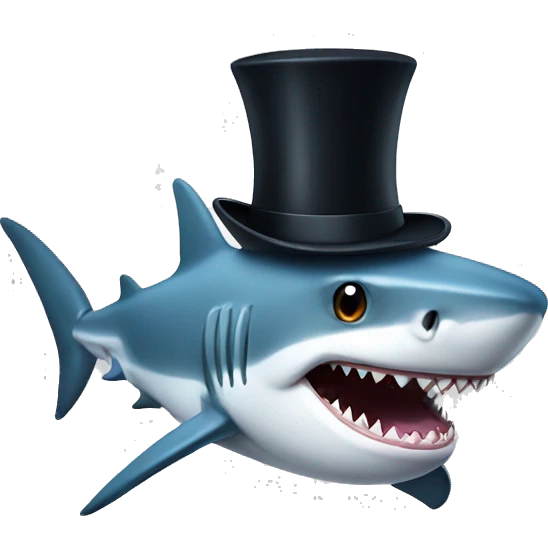 Shark with a top hat emoji