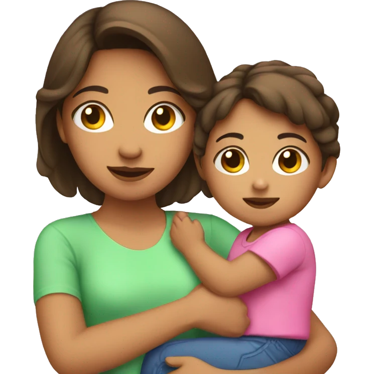 hispanic girl with pink shirt holding a baby  emoji