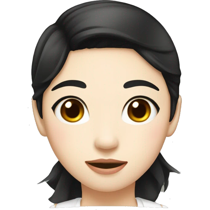 fermer korean girl short black hair sharp jawline, attractive emoji