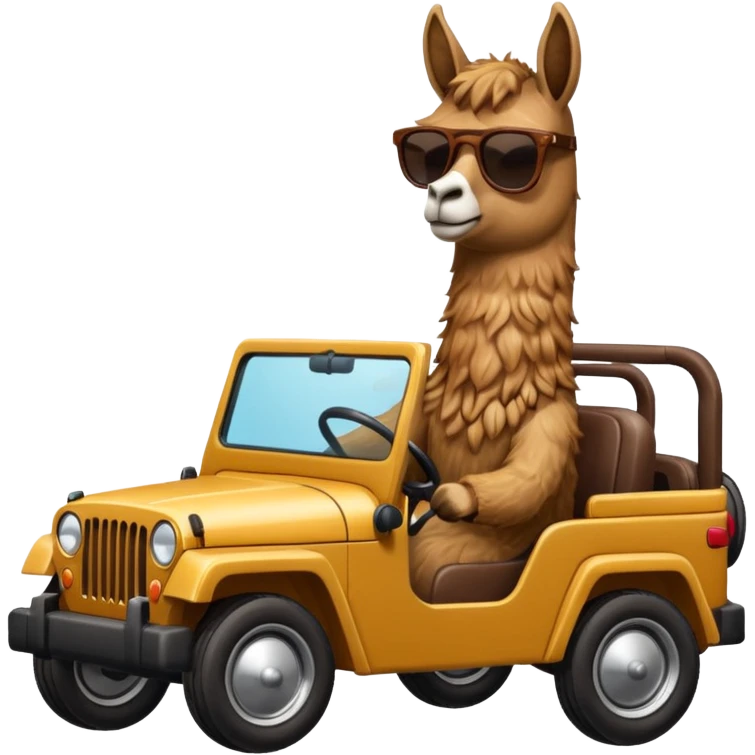 Llama driving a jeep emoji